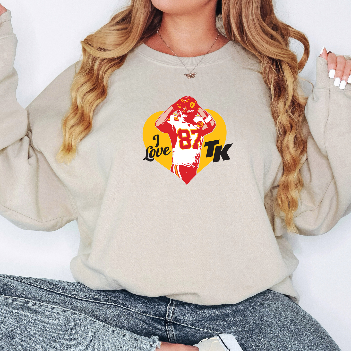 I Love TK 87 Football Graphic Sweatshirt