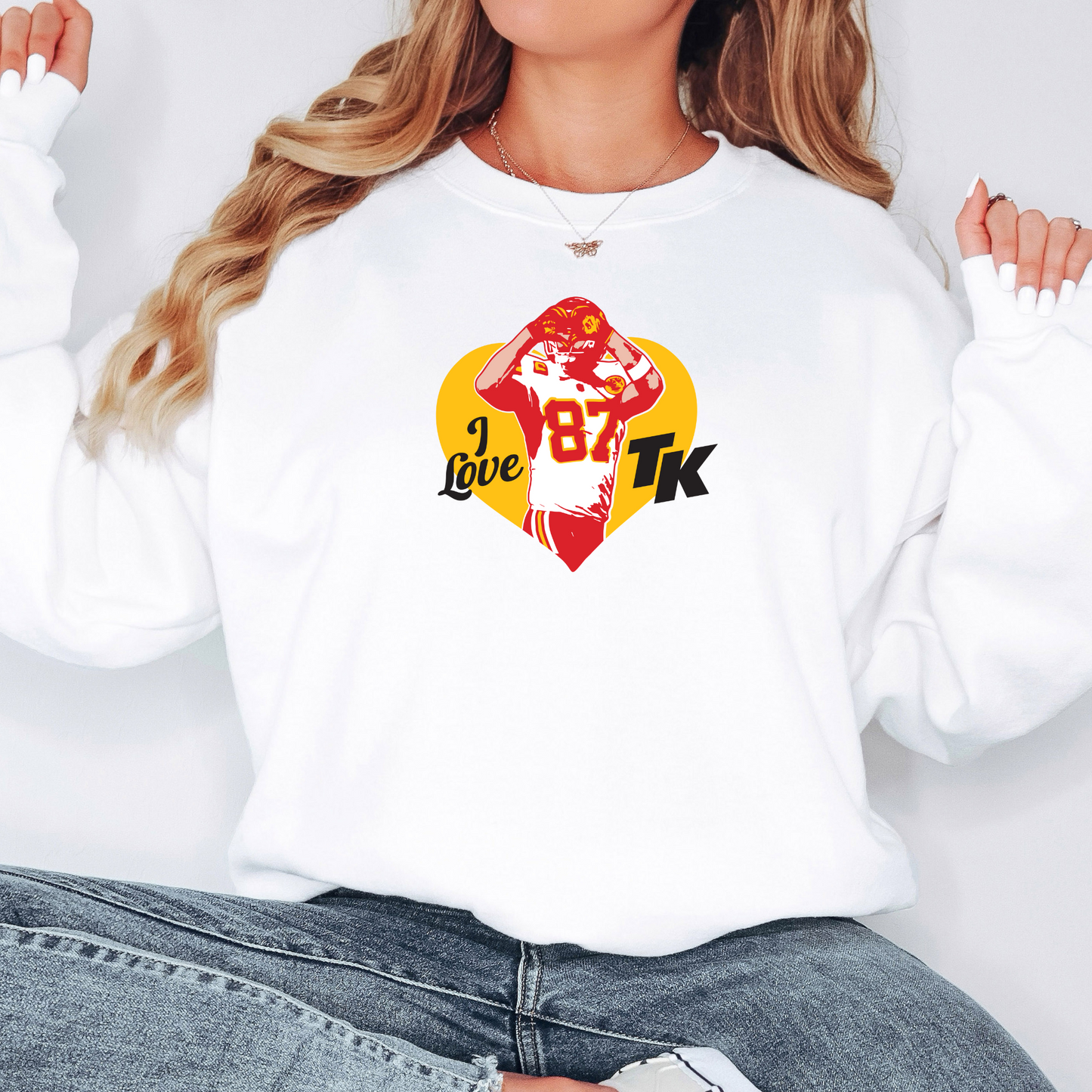 I Love TK 87 Football Graphic Sweatshirt