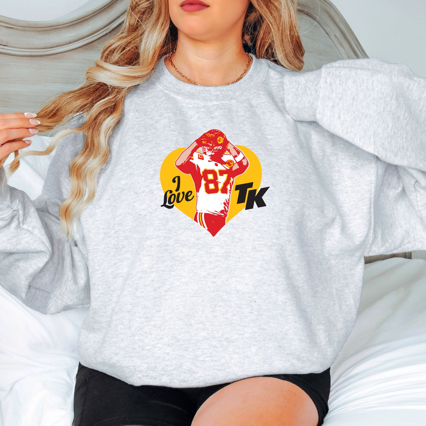 I Love TK 87 Football Graphic Sweatshirt